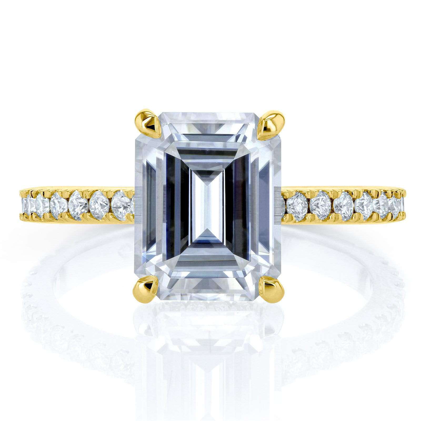 Kobelli 2.85 Carat Moissanite Emerald Drop Halo Tully Ring