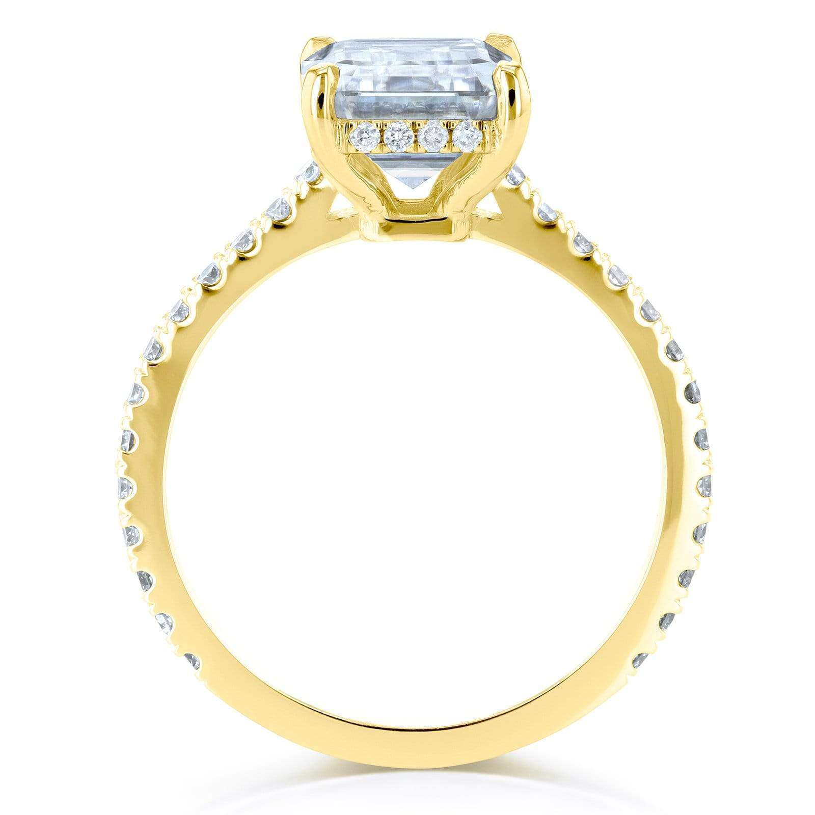 Kobelli 2.85 Carat Moissanite Emerald Drop Halo Tully Ring