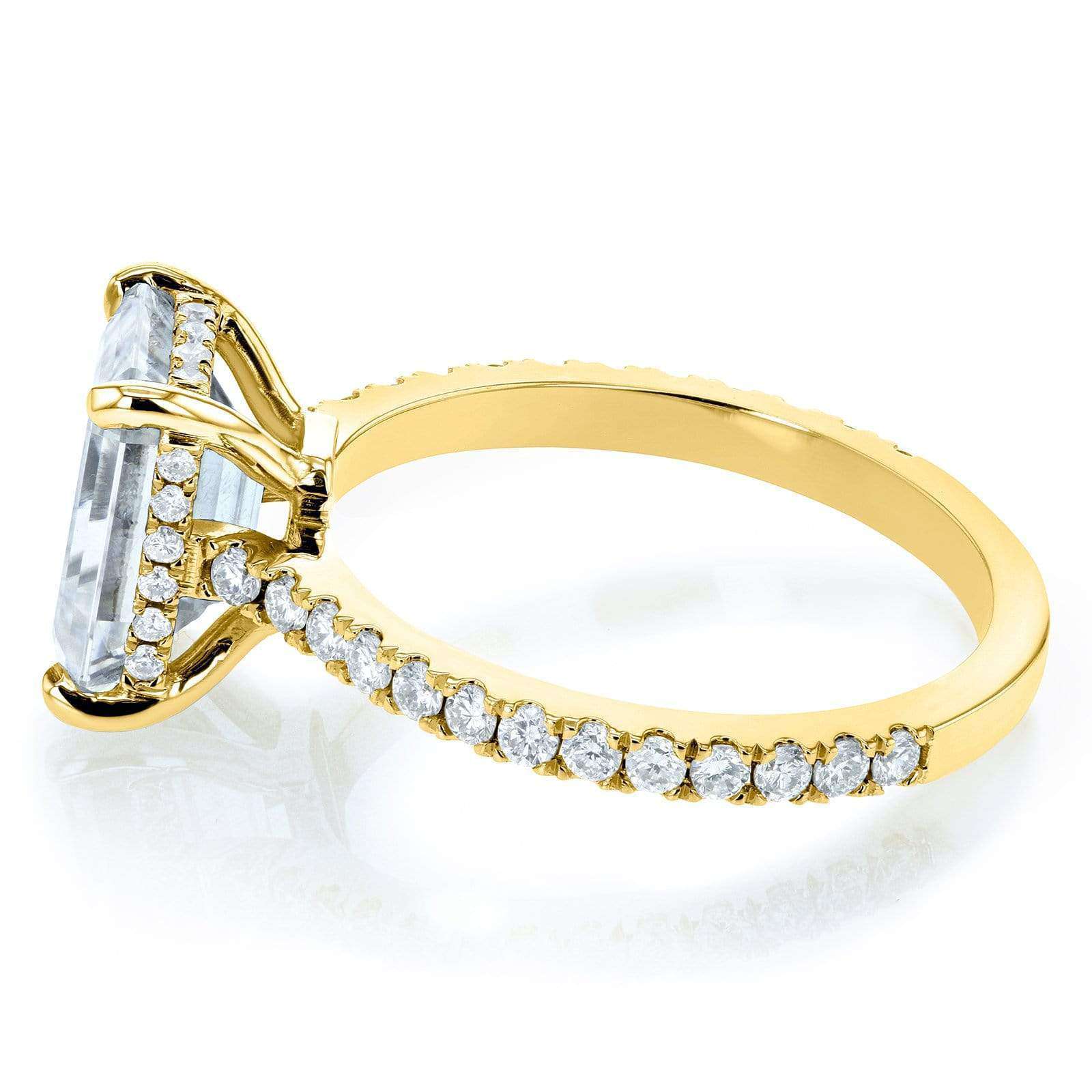 Kobelli 2.85 Carat Moissanite Emerald Drop Halo Tully Ring