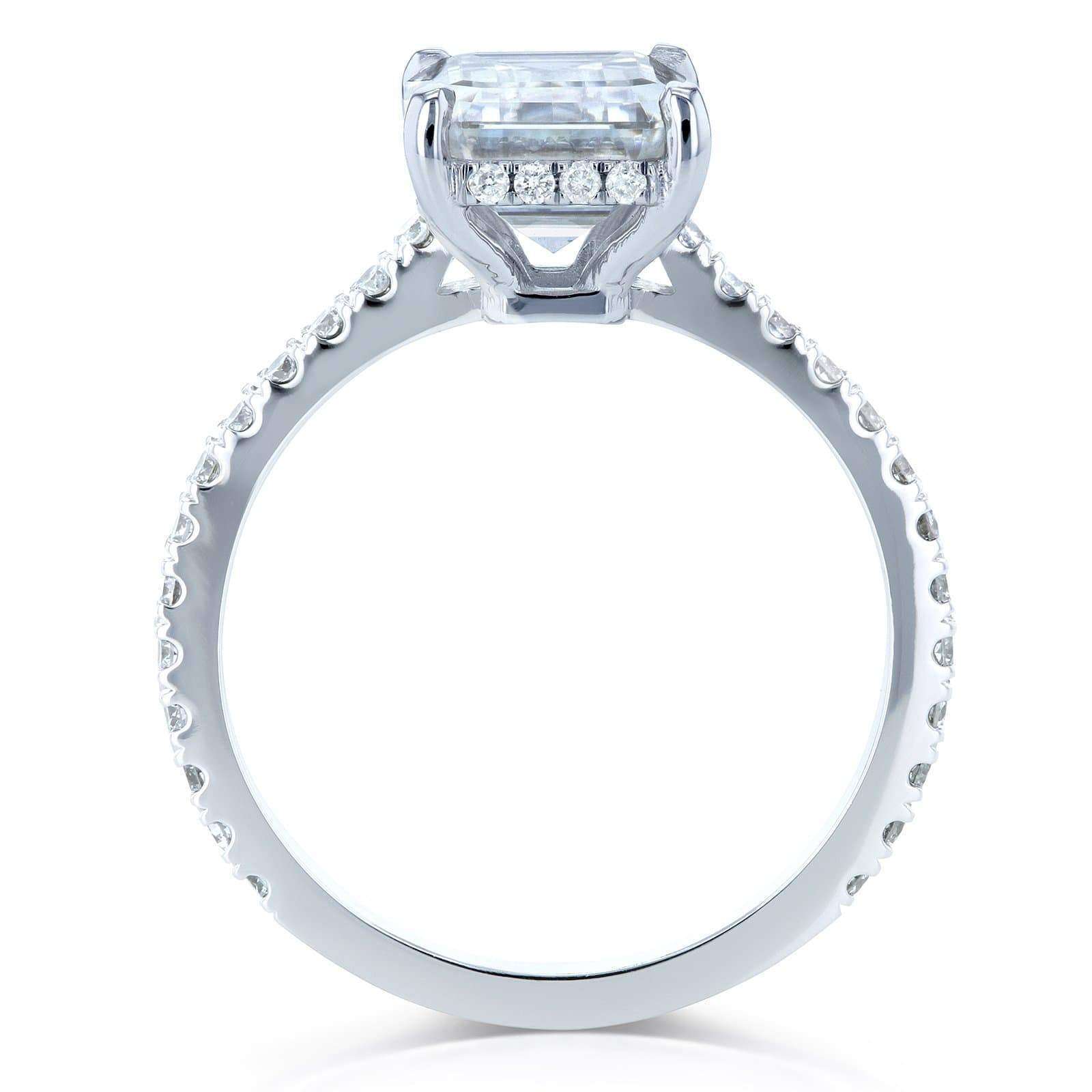 Kobelli 2.85 Carat Moissanite Emerald Drop Halo Tully Ring