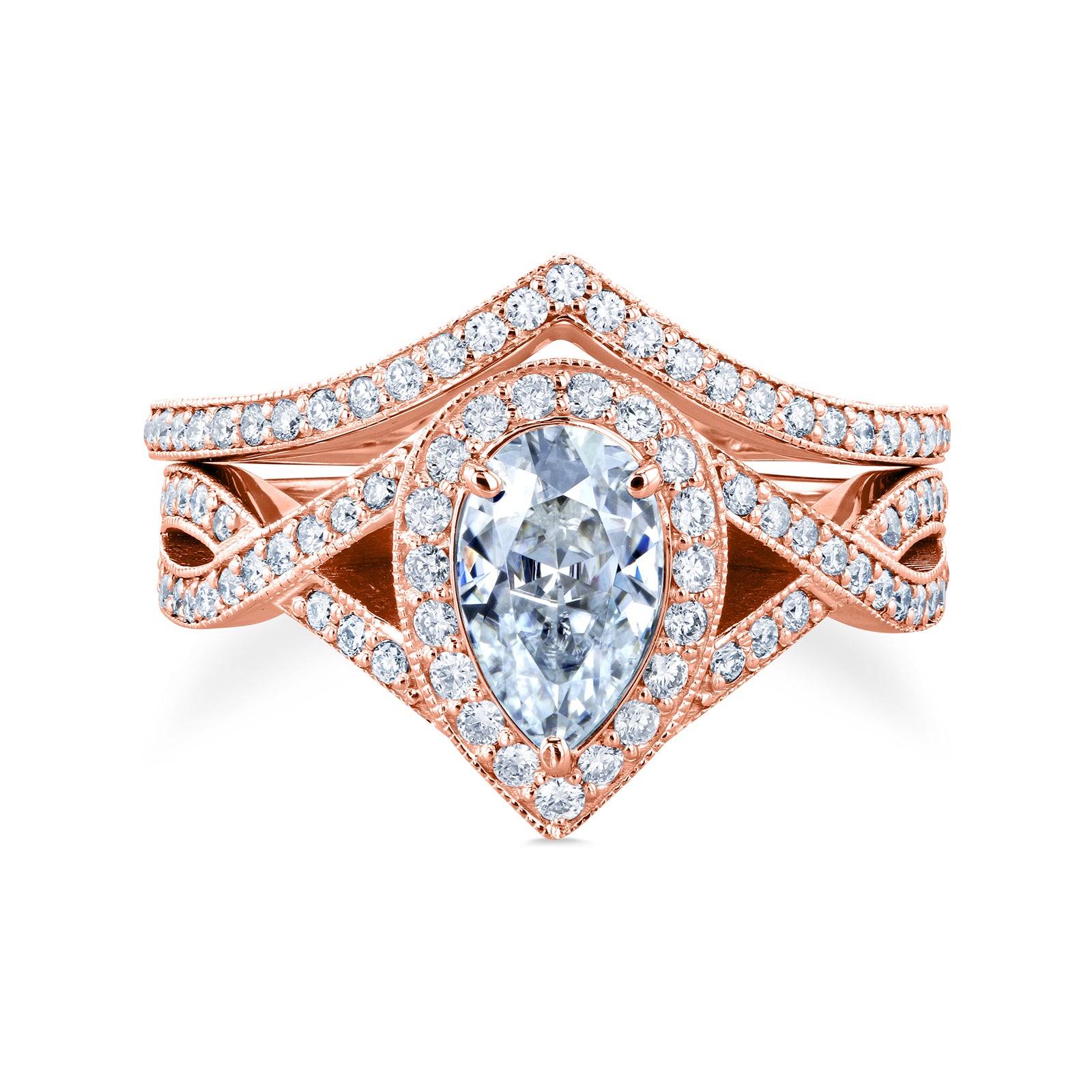 1.3 Carat Lab Grown Diamond Venus Bridal Set in Rose Gold