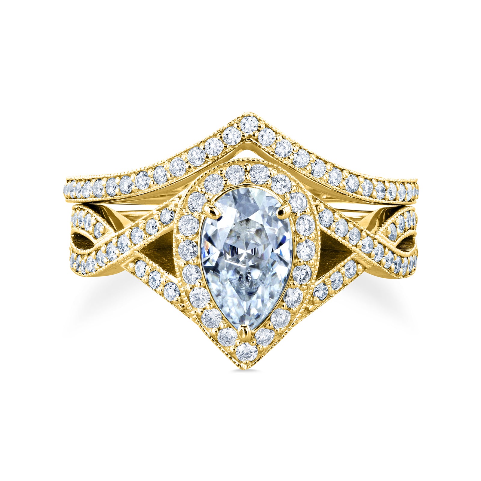 1.3 Carat Lab Grown Diamond Venus Bridal Set in Yellow Gold