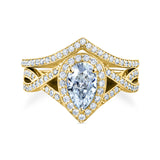 1.45 Carat Moissanite Pear Yellow Crossover Bridal Set (DEF/VS)