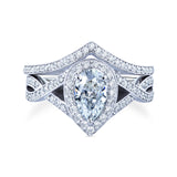 1.45 Carat Moissanite Pear Crossover Bridal Set (DEF/VS)