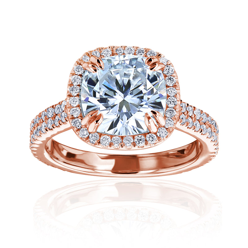 3.45 Carat Moissanite & Natural Diamond Maya Ring in Rose Gold