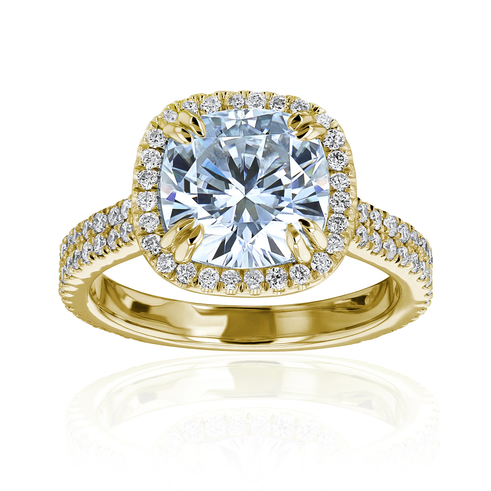 3.45 Carat Moissanite & Natural Diamond Maya Ring in Yellow Gold