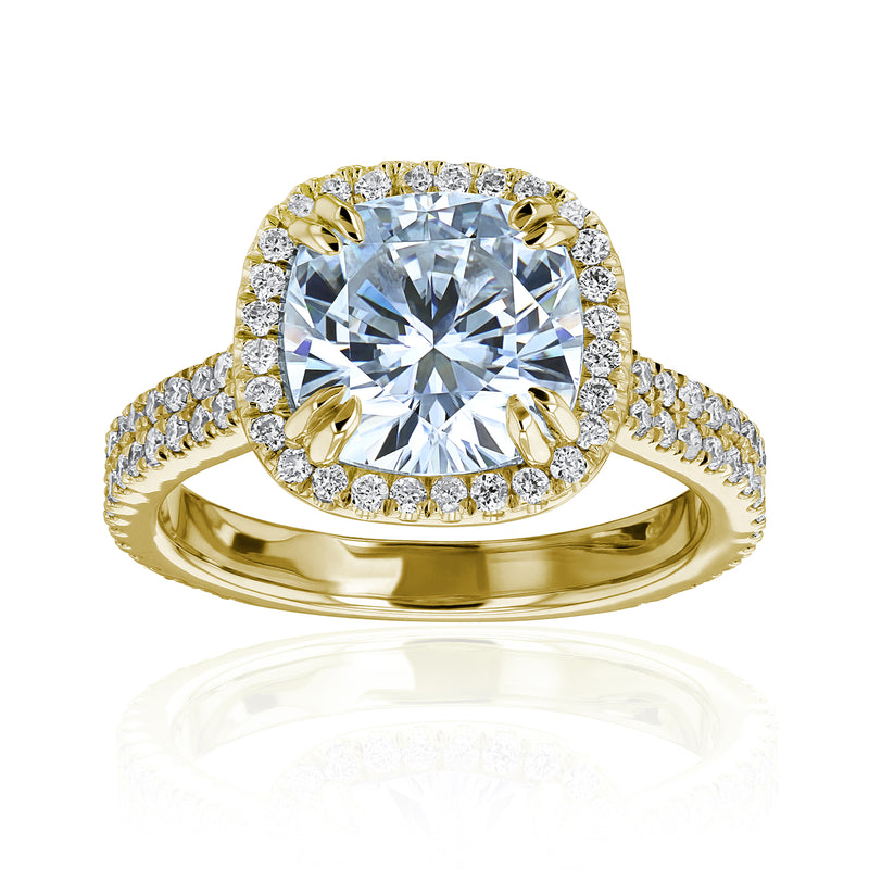 3.45 Carat Moissanite & Natural Diamond Maya Ring in Yellow Gold