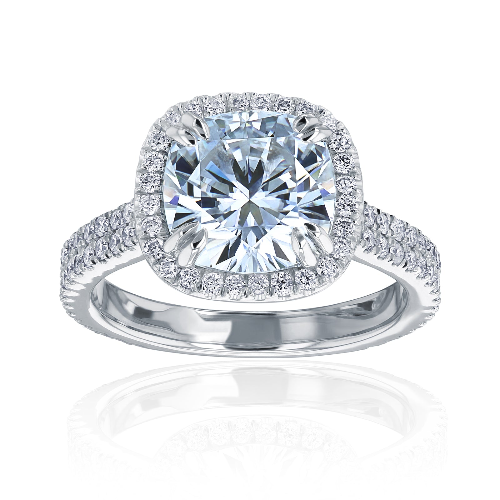 3.45 Carat Moissanite & Natural Diamond Maya Ring in White Gold