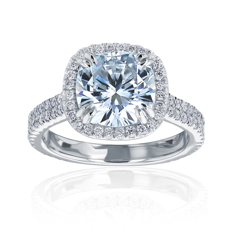 3.45 Carat Moissanite & Natural Diamond Maya Ring in White Gold