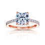 2.4 Carat Moissanite Cushion Hidden Halo Bristol Ring in Rose Gold