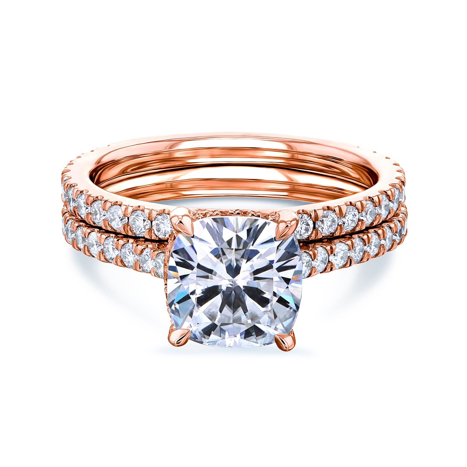 2.8 Carat Moissanite Cushion Near Eternity Bristol Bridal Set