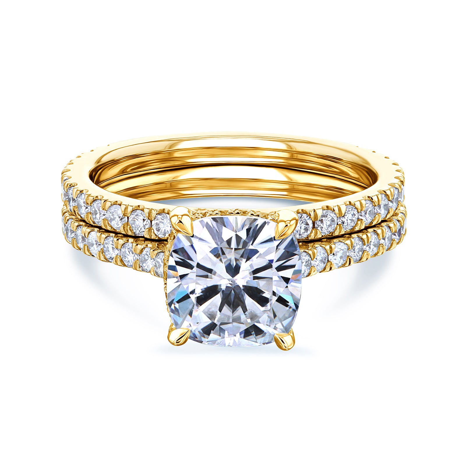 2.8 Carat Moissanite Cushion Near Eternity Bristol Bridal Set