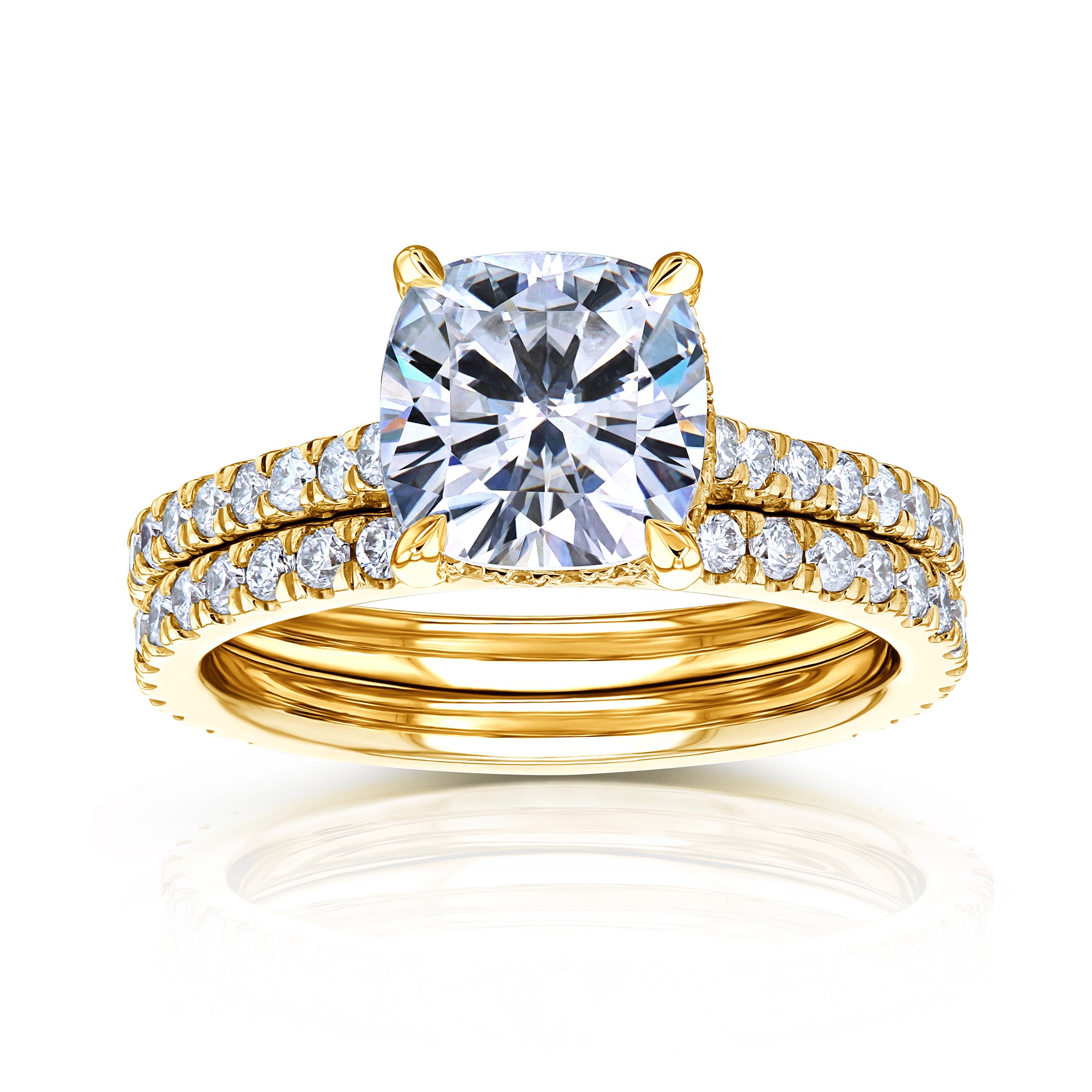 2.8 Carat Moissanite Cushion Bristol Bridal Set