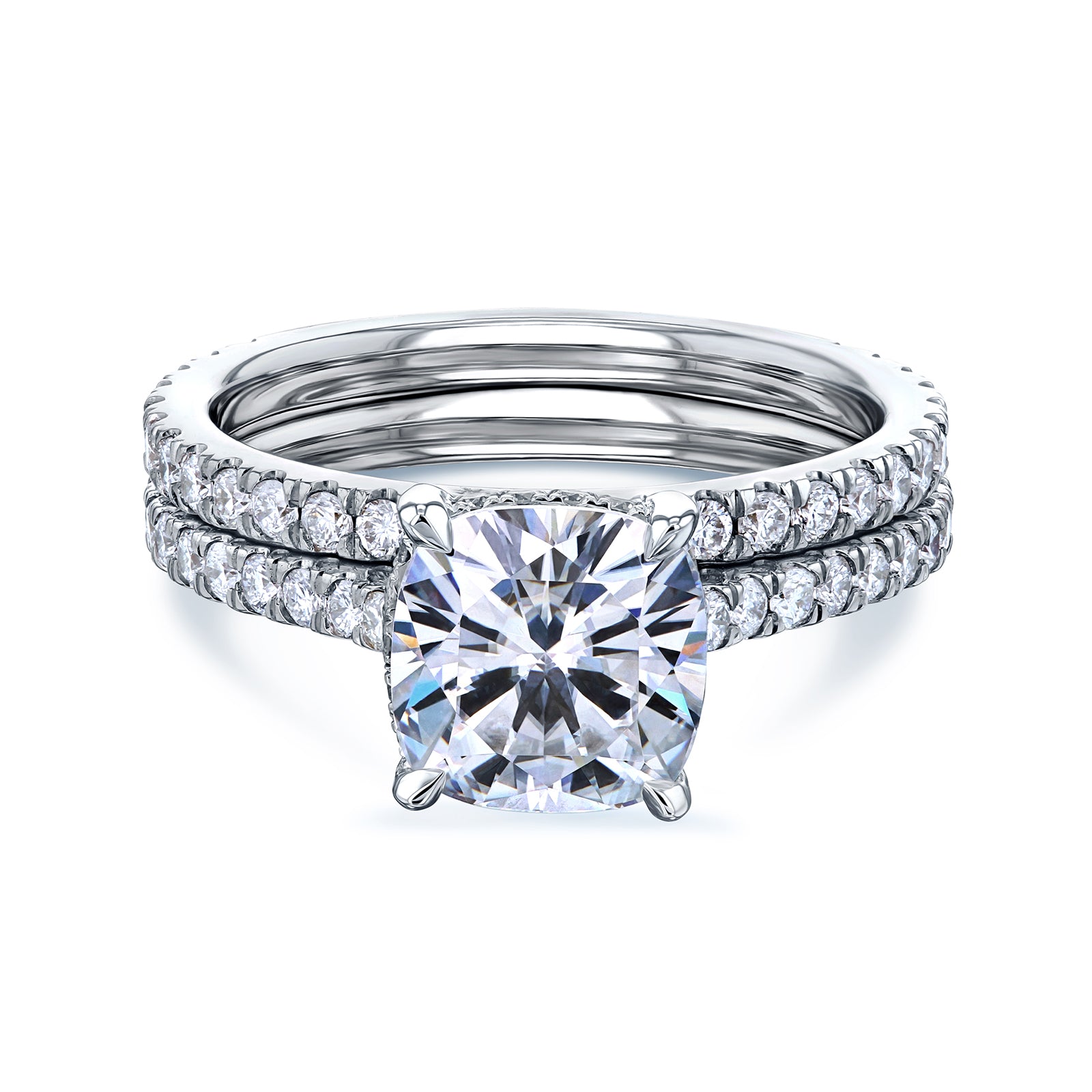 2.8 Carat Moissanite Cushion Near Eternity Bristol Bridal Set