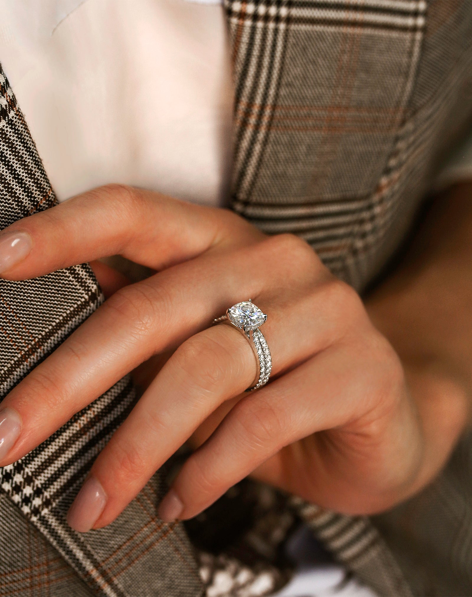 2.8 Carat Moissanite Cushion Near Eternity Bristol Bridal Set
