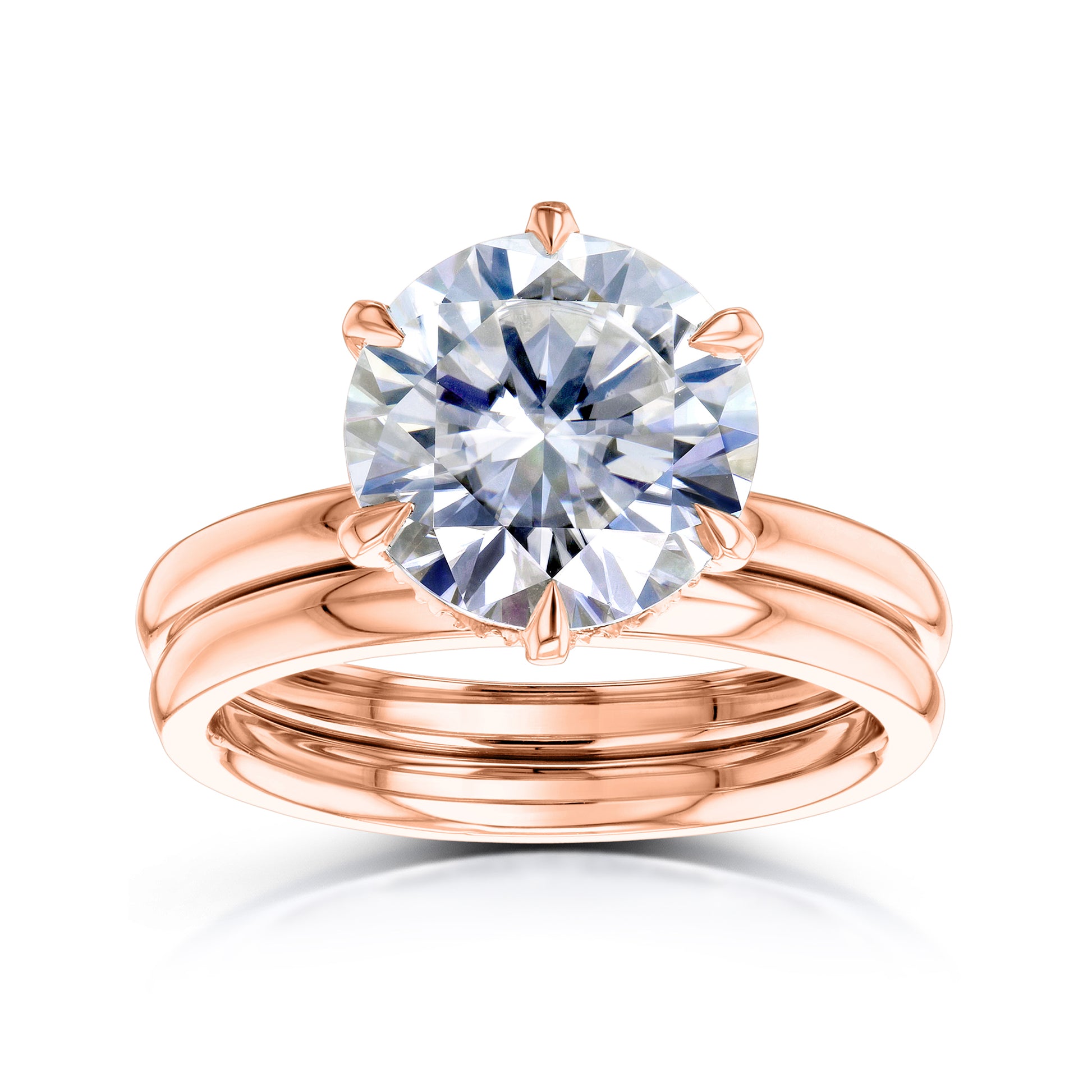 round 3 carat bridal set in rose gold