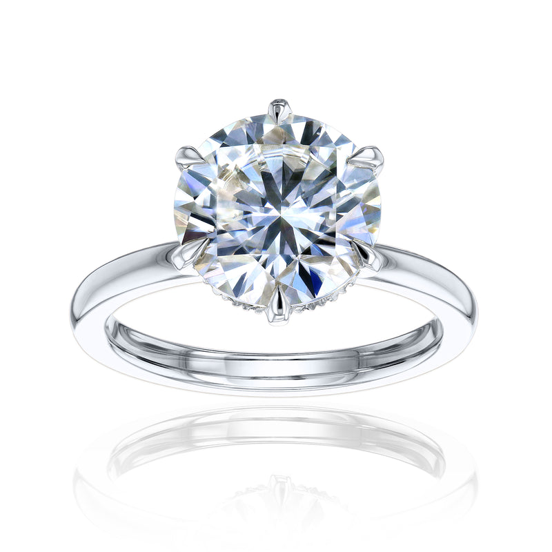 3 Carat Round Brlliant-cut Hidden Halo Plain Comfort Band Rosemarie Ring in White Gold