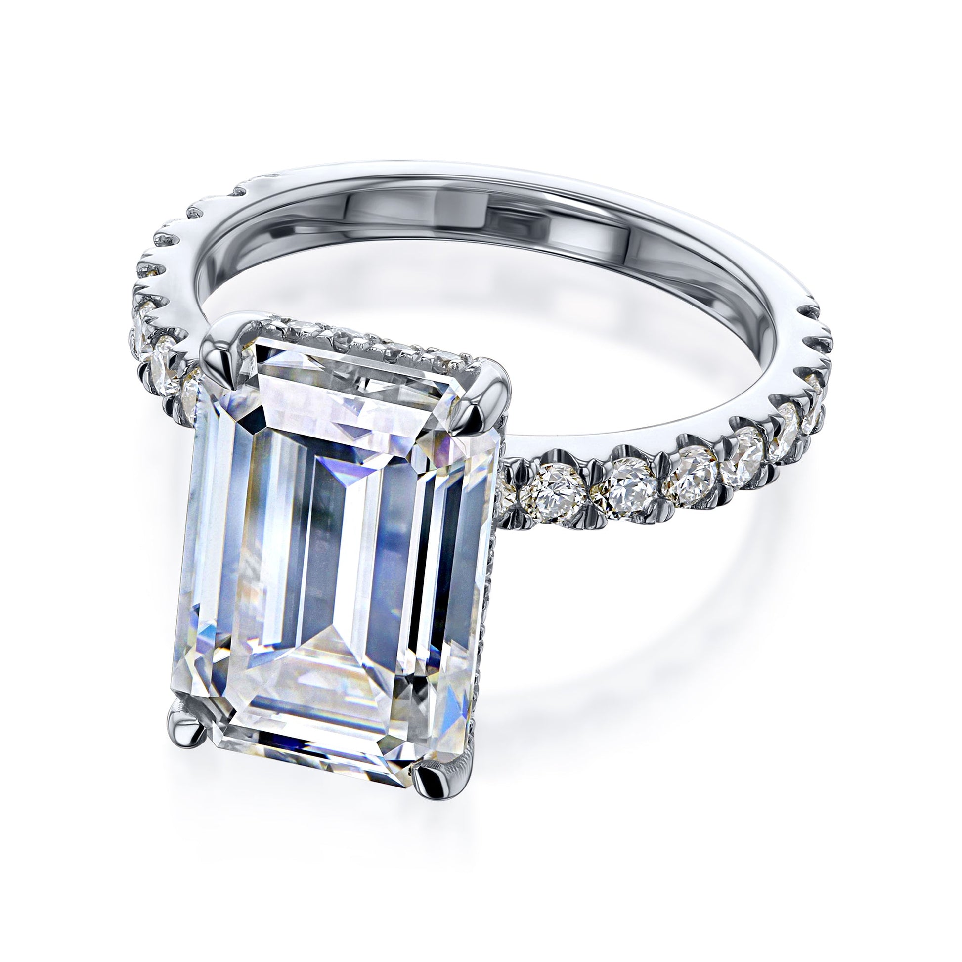 Kobelli Large Emerald Diamond Halo Ethical & Sustainable Engagement Ring