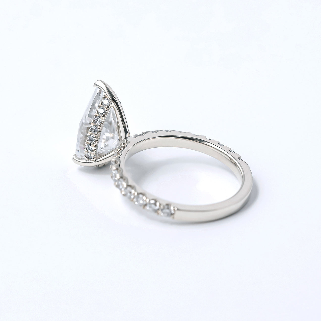 Kobelli Large Pear Diamond Halo Ethical & Sustainable Wedding Rings