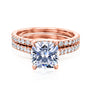 Kobelli London Collection Camilla 2ct Cushion Moissanite and Natural Diamond Cathedral Bridal Set in Rose Gold