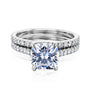 Kobelli London Collection Camilla 2ct Cushion Moissanite and Natural Diamond Cathedral Bridal Set in White Gold