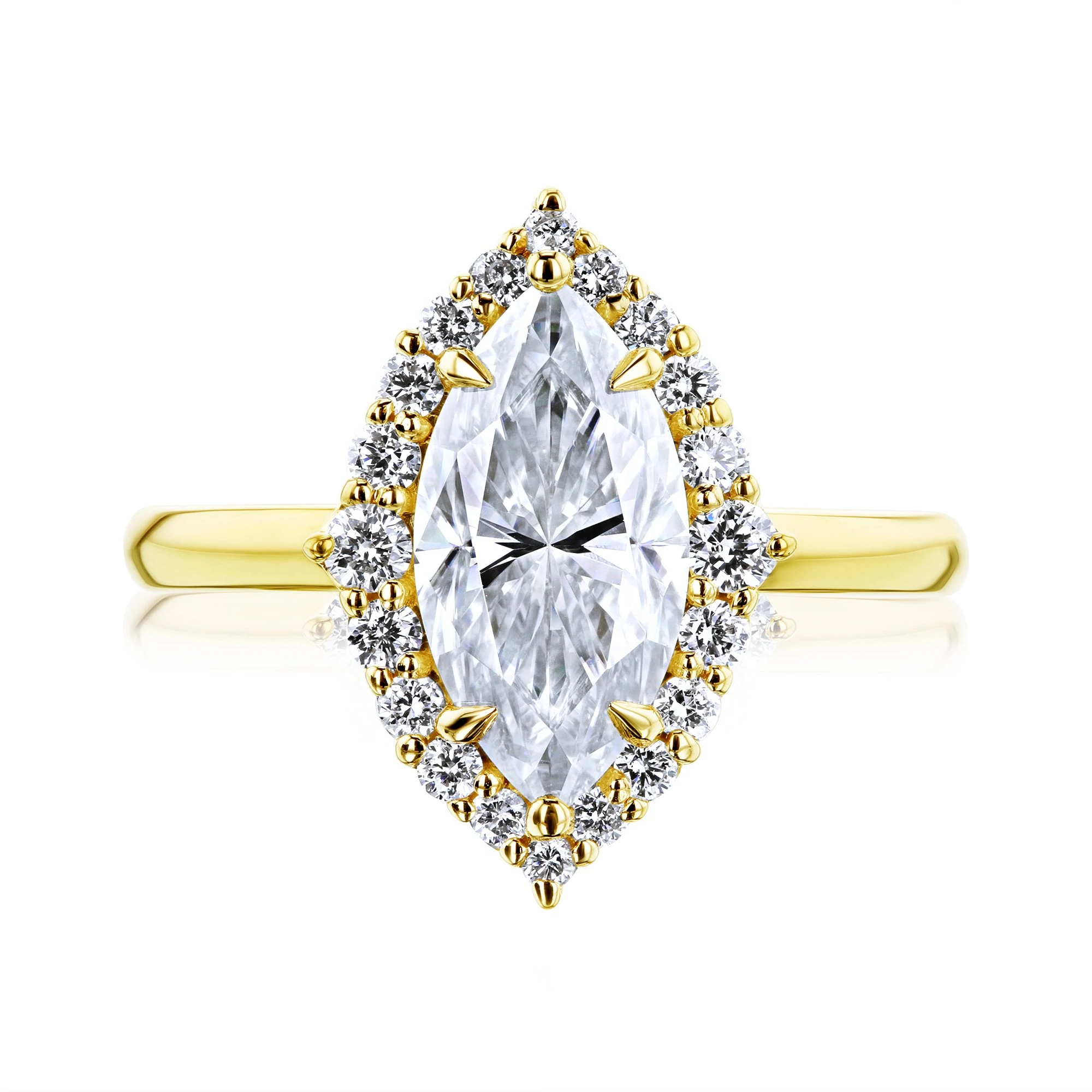 Kobelli Rococo Halo Marquise in Yellow Gold