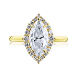 Kobelli Rococo Halo Marquise in Yellow Gold