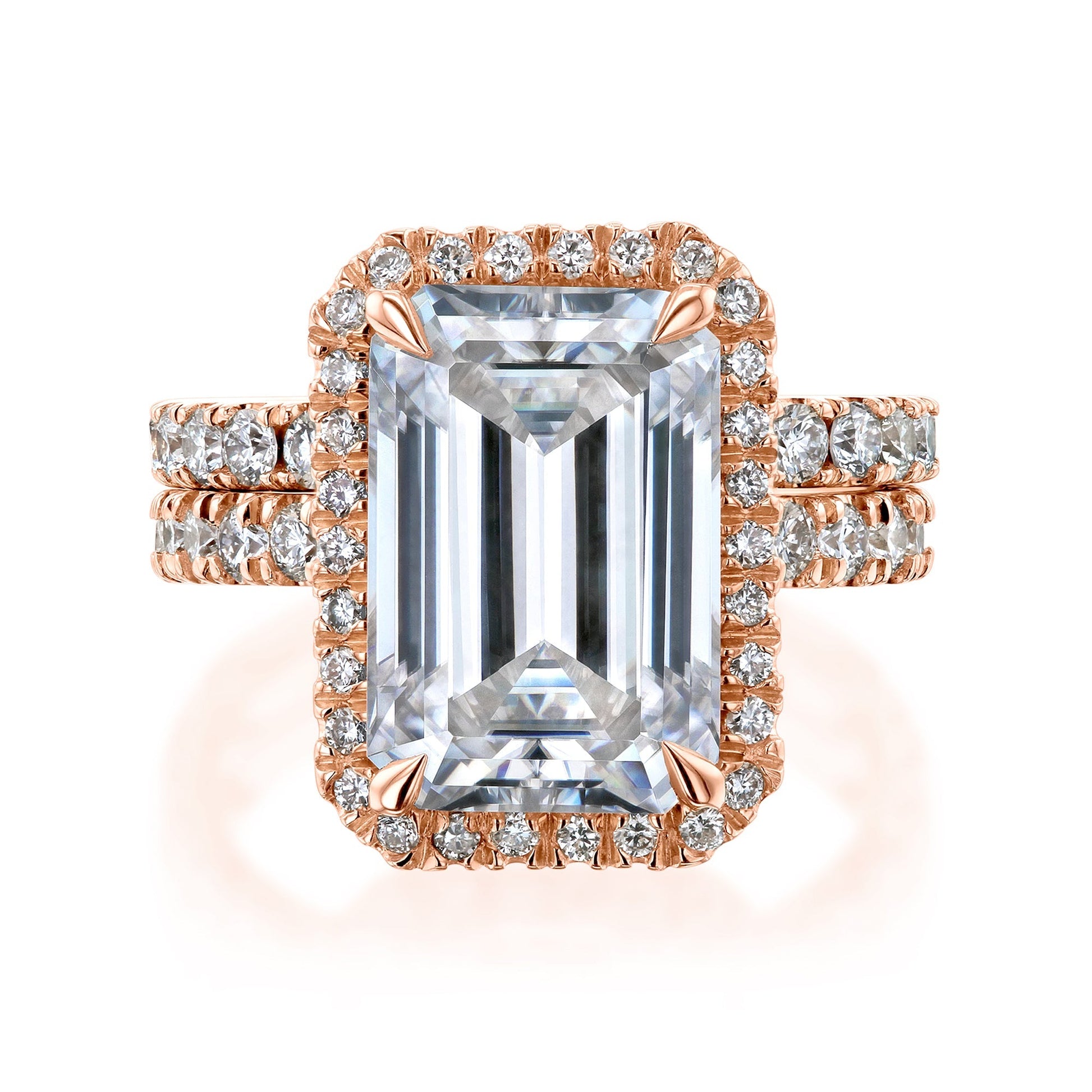 Kobelli Grown Emerald-Cut All-Diamond Sustainable Gold Bridal Set