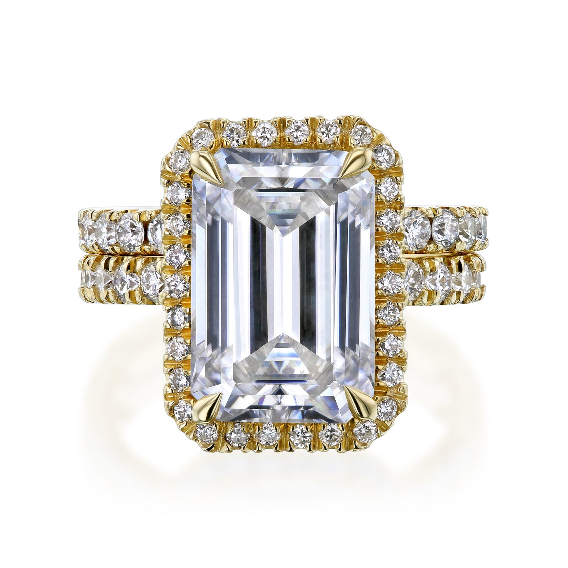 Kobelli Grown Emerald-Cut All-Diamond Sustainable Gold Bridal Set