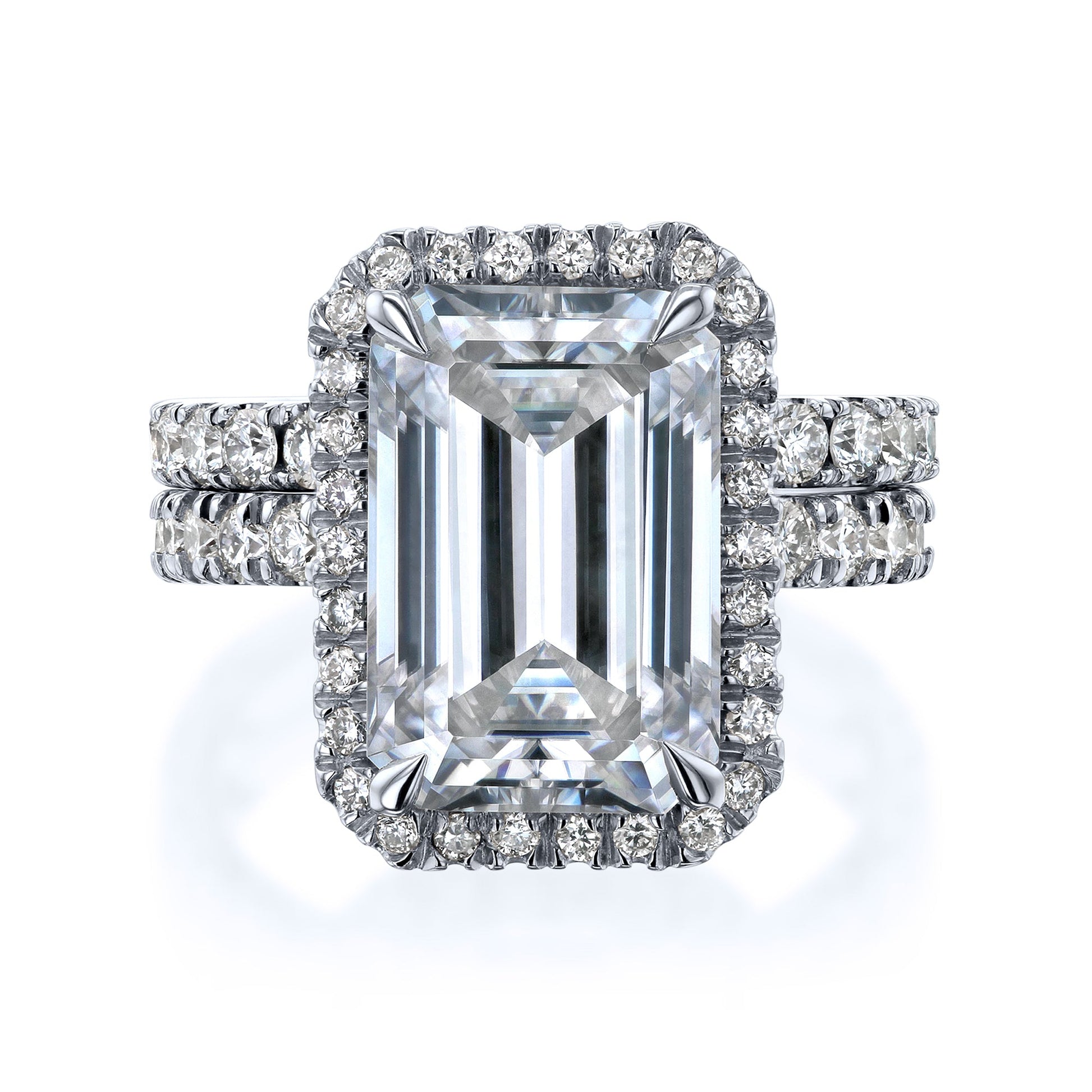 Kobelli Grown Emerald-Cut All-Diamond Sustainable Gold Bridal Set