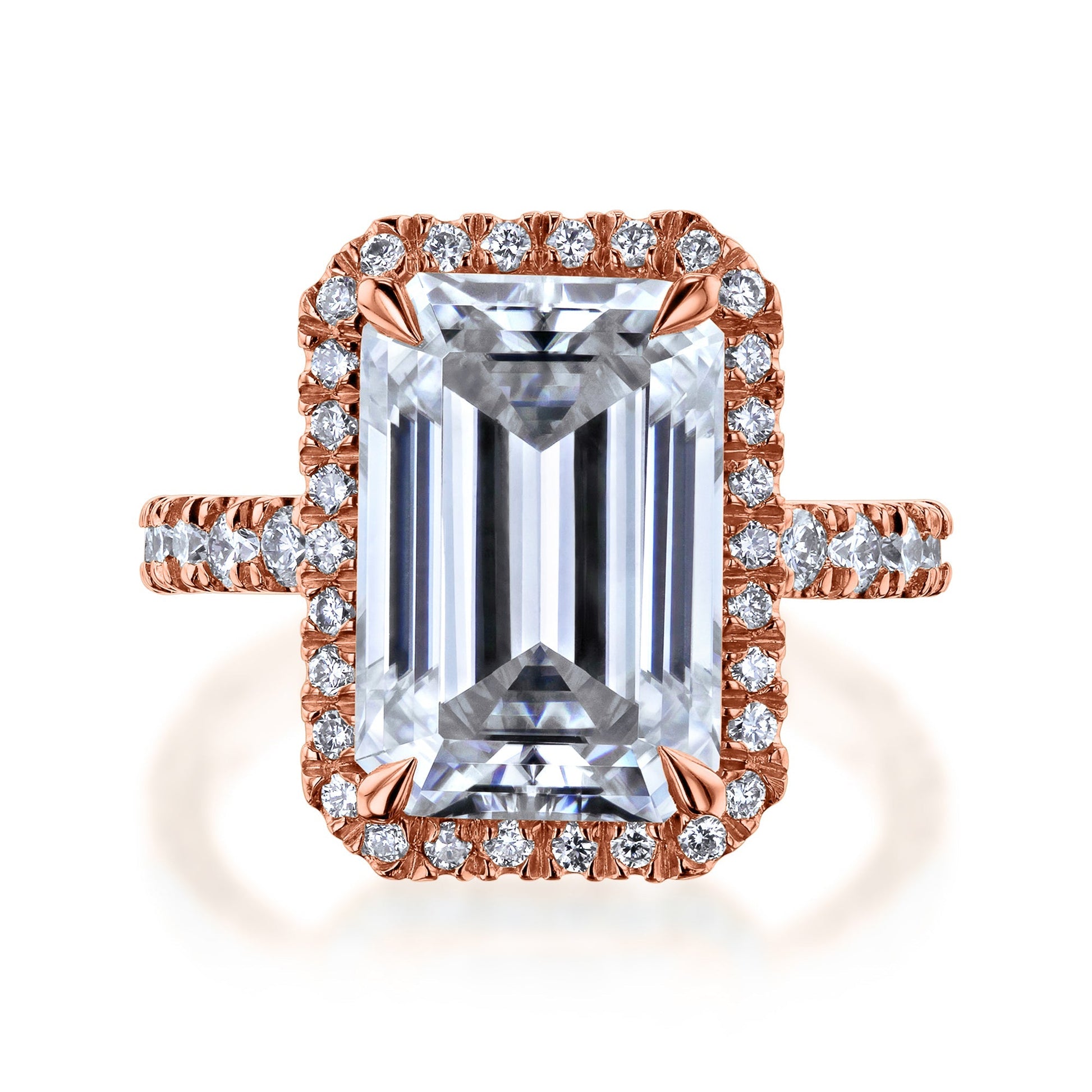 Kobelli Grown Emerald-Cut All-Diamond Sustainable Gold Engagement Ring in Rose Gold