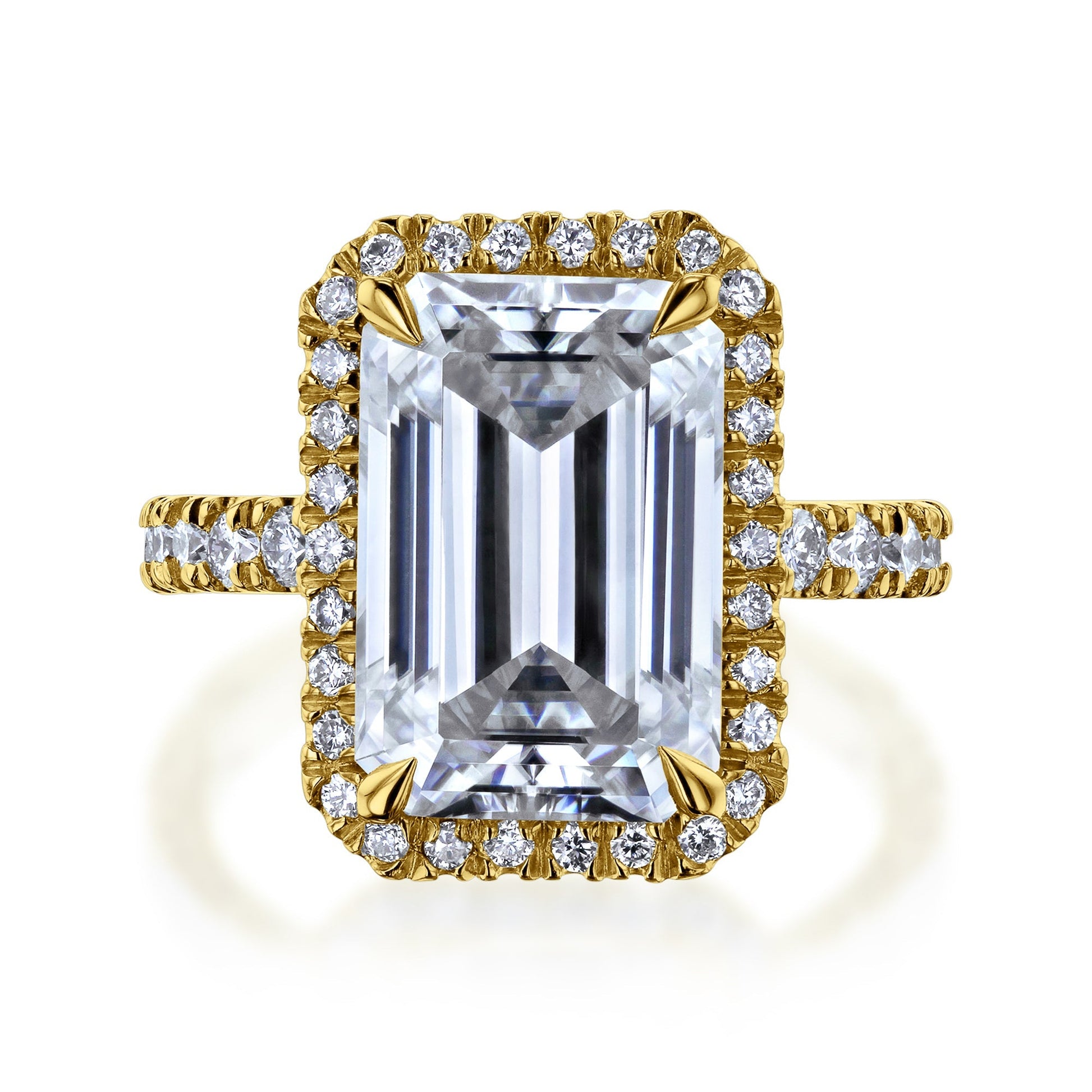 Kobelli Grown Emerald-Cut All-Diamond Sustainable Gold Engagement Ring in Yellow Gold