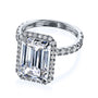 Kobelli Grown Emerald-Cut All-Diamond Sustainable Gold Engagement Ring - angled view in white gold