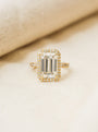 Kobelli Grown Emerald-Cut All-Diamond Sustainable Gold Engagement Ring - straight shot of yellow gold