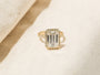 Kobelli Grown Emerald-Cut All-Diamond Sustainable Gold Engagement Ring - angled shot on canvas