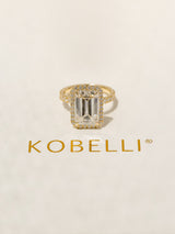 Kobelli-Odlad Smaragdslipad Heldiamant Förlovningsring Av Hållbart Guld