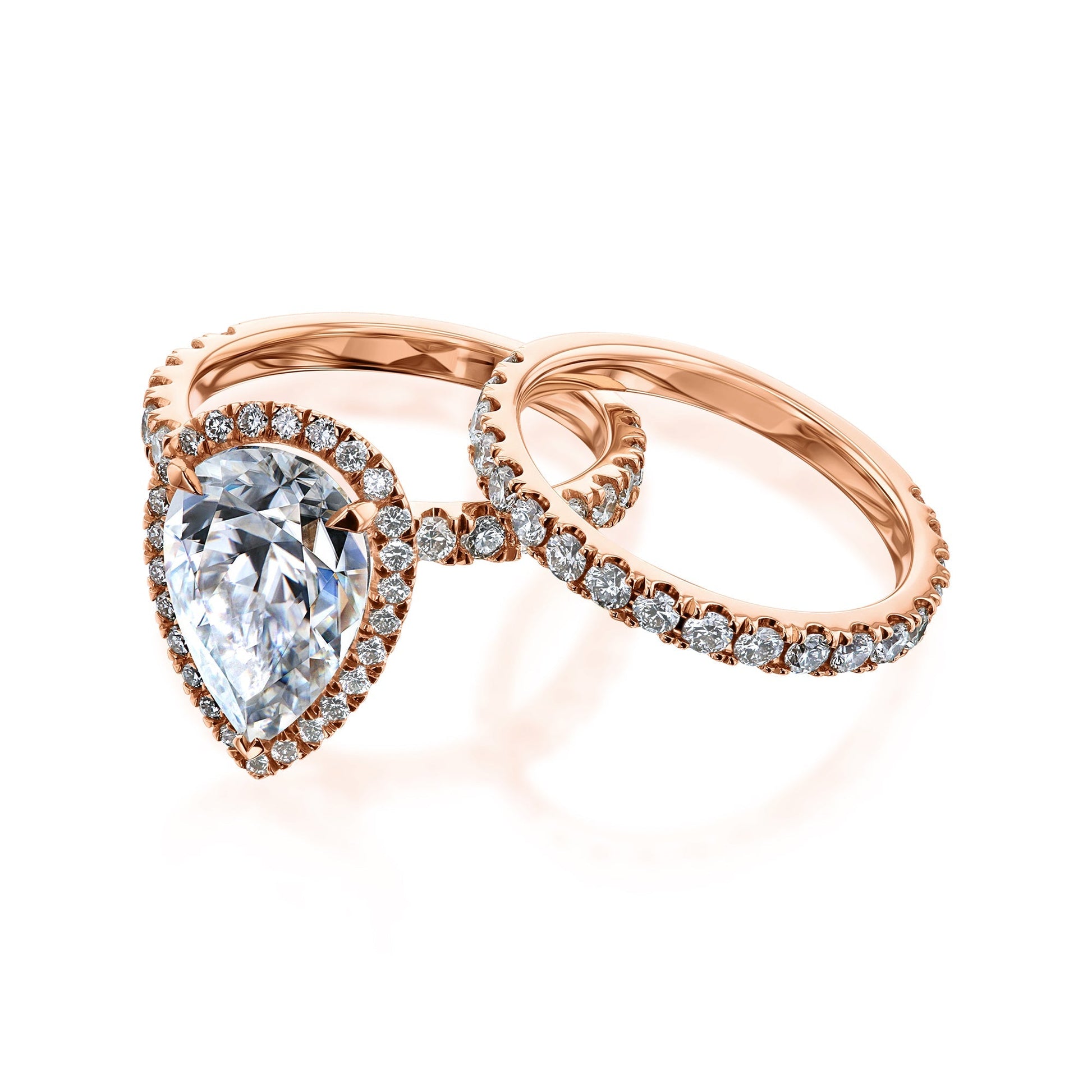 Kobelli Large Pear Diamond Halo Ethical & Sustainable Wedding Rings