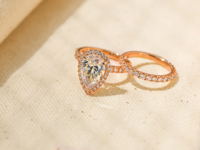 Kobelli Pear 12x8 Moissanite & Diamond Sustainable Bridal Rings