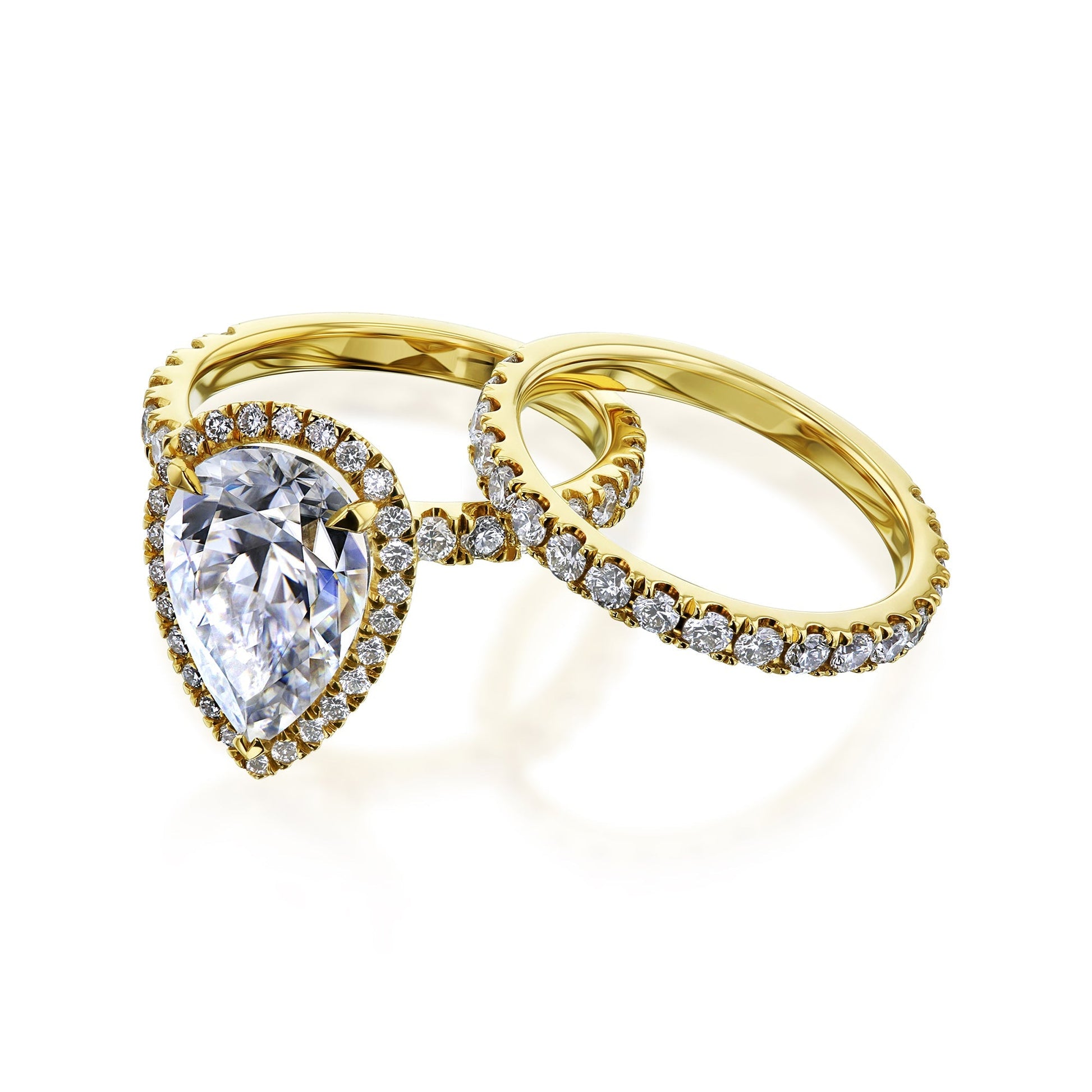 Kobelli Large Pear Diamond Halo Ethical & Sustainable Wedding Rings