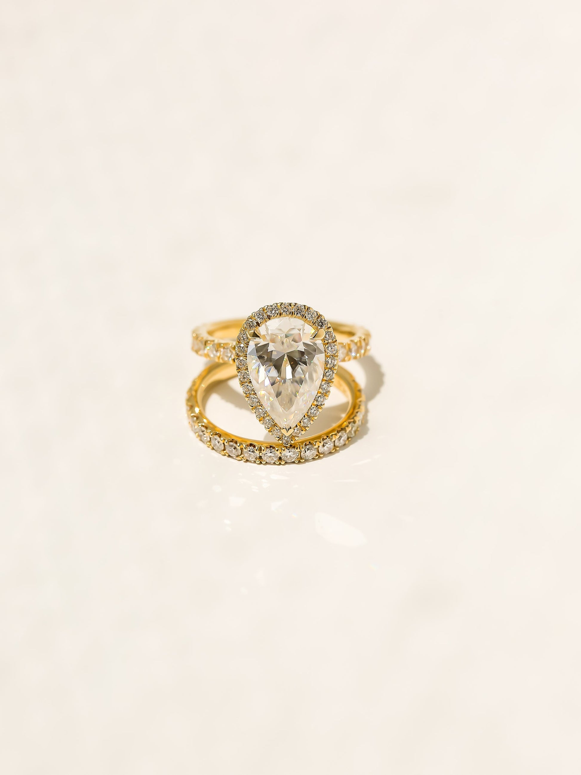 Kobelli Large Pear Diamond Halo Ethical & Sustainable Wedding Rings