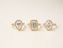 Kobelli Grown Halo Collection - Pear, Emerald, Oval (left to right)
