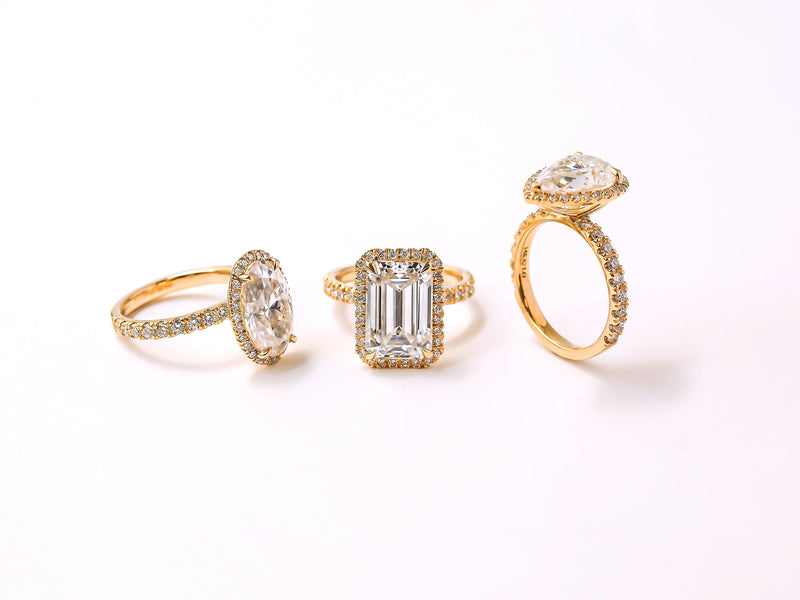 Kobelli Grown Emerald-Cut All-Diamond Sustainable Gold Bridal Set