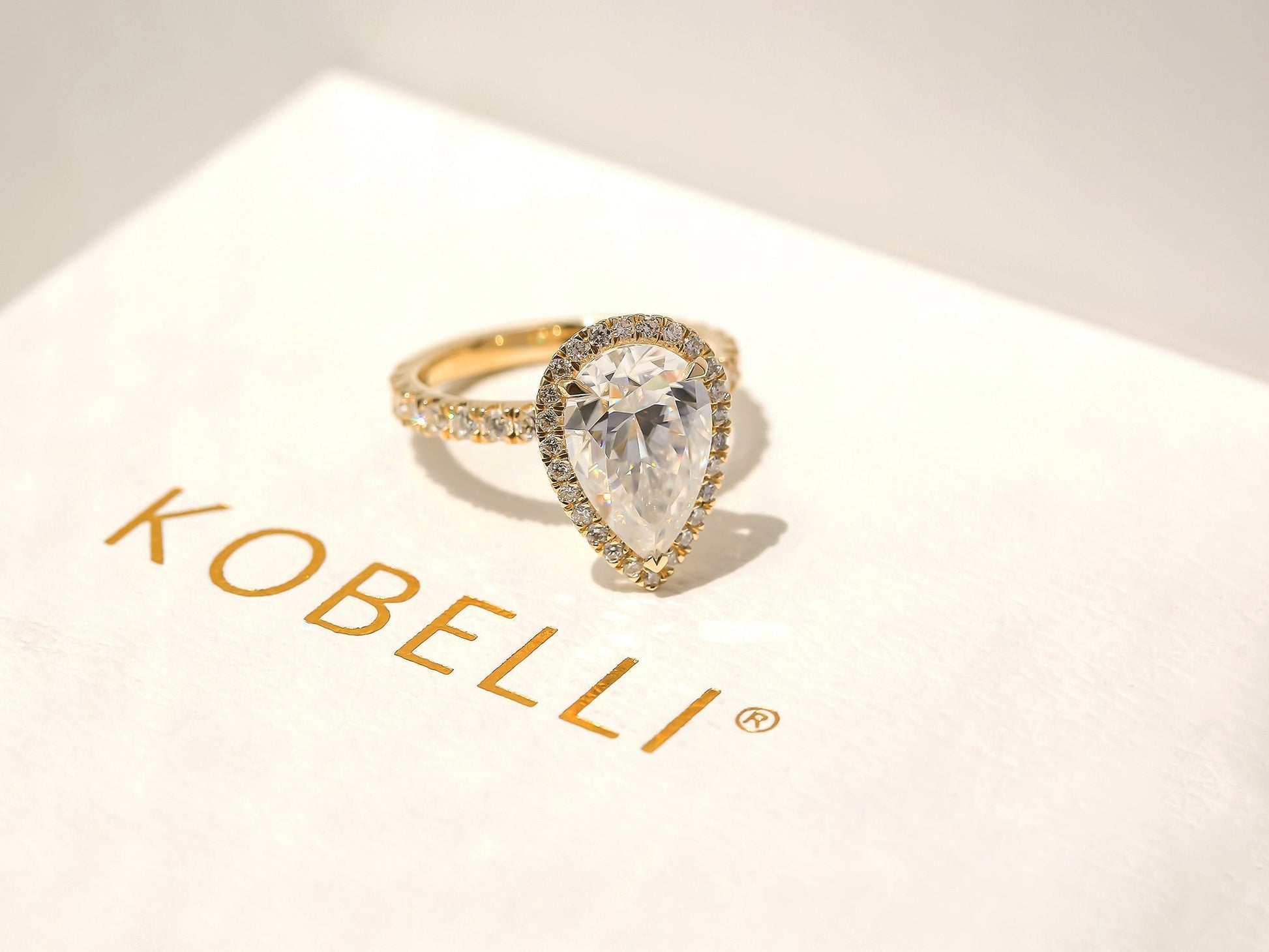 Kobelli Large Pear Diamond Halo Ethical & Sustainable Engagement Ring