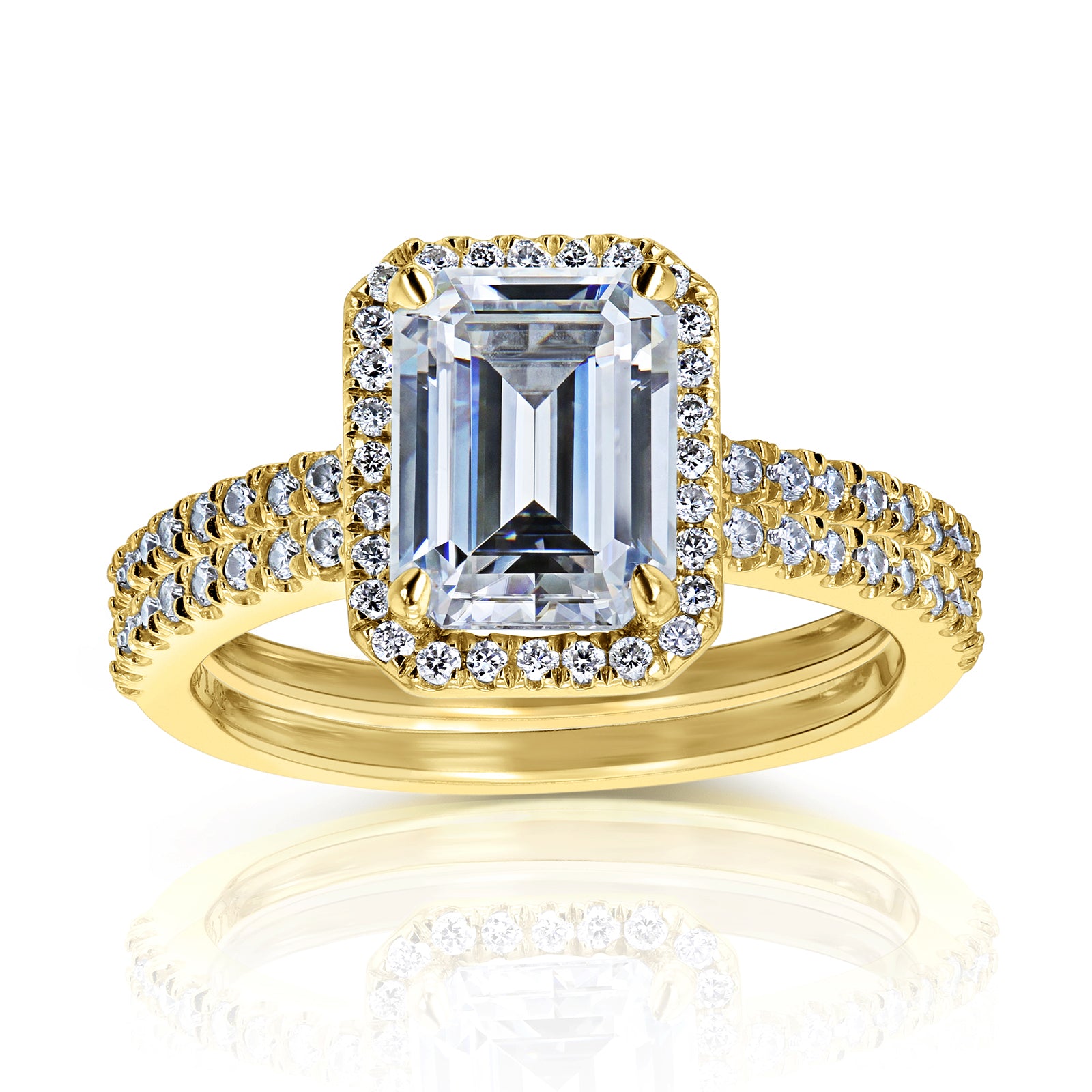 2.2 Carat Moissanite Petite Emma Bridal Set in Yellow Gold