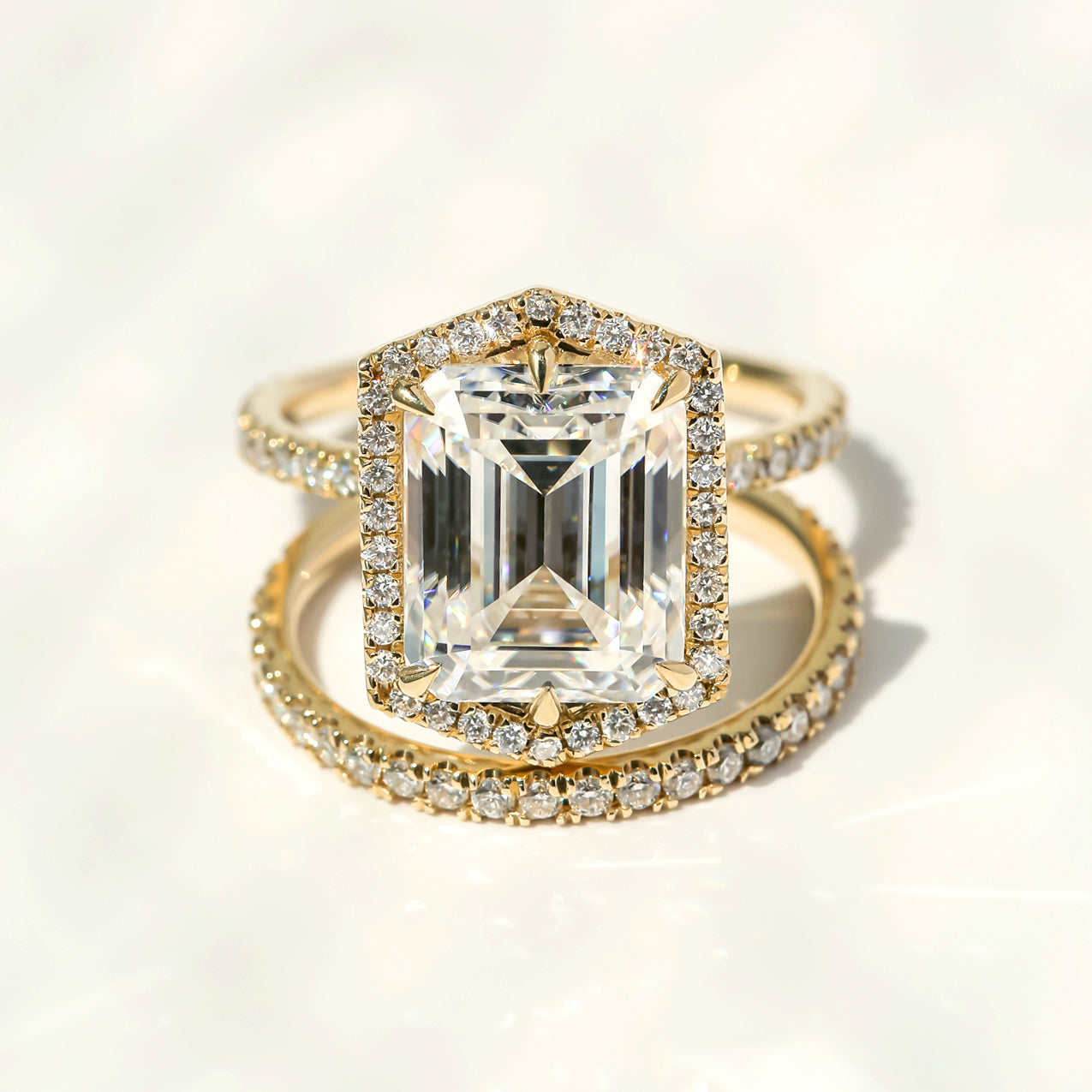Sun and Moon Hexagon Trilogy Bridal Set