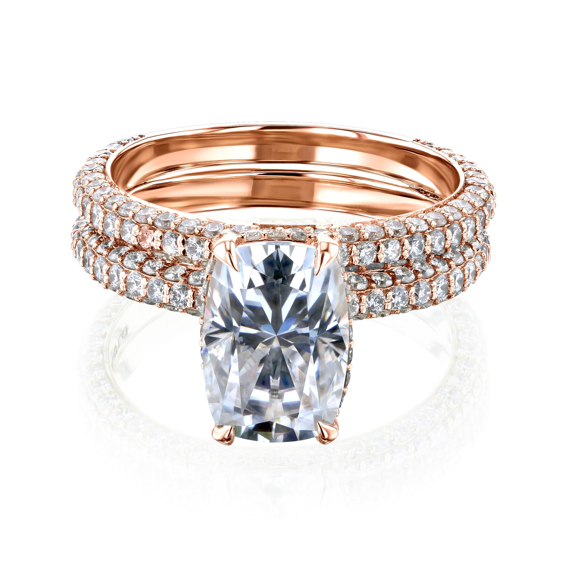 Kobelli Cushion 10x7 Moissanite Diamond-Coated Bridal Set