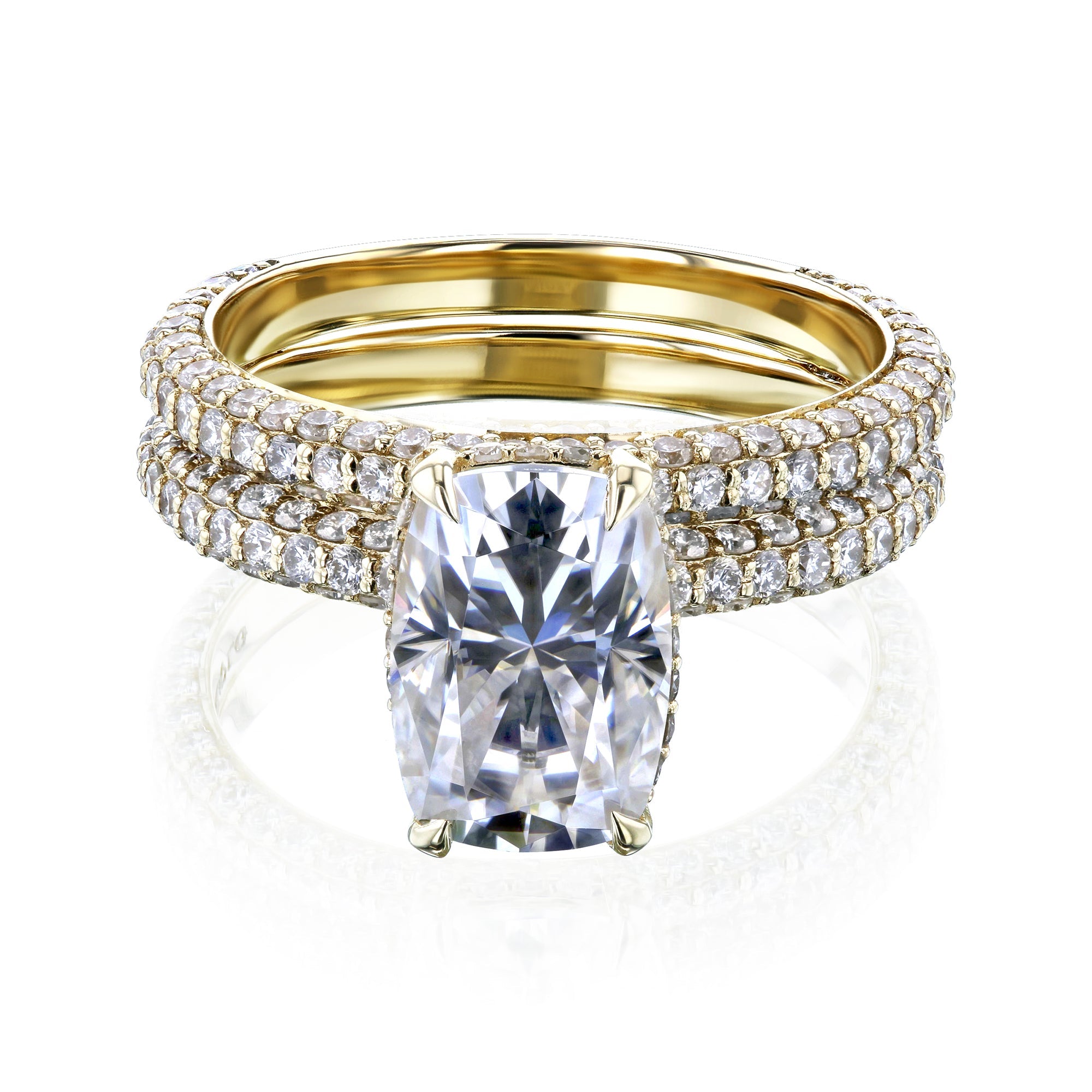 Kobelli Cushion 10x7 Moissanite Diamond-Coated Bridal Set