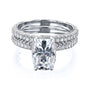 Kobelli Cushion 10x7 Moissanite Diamond-Coated Bridal Set