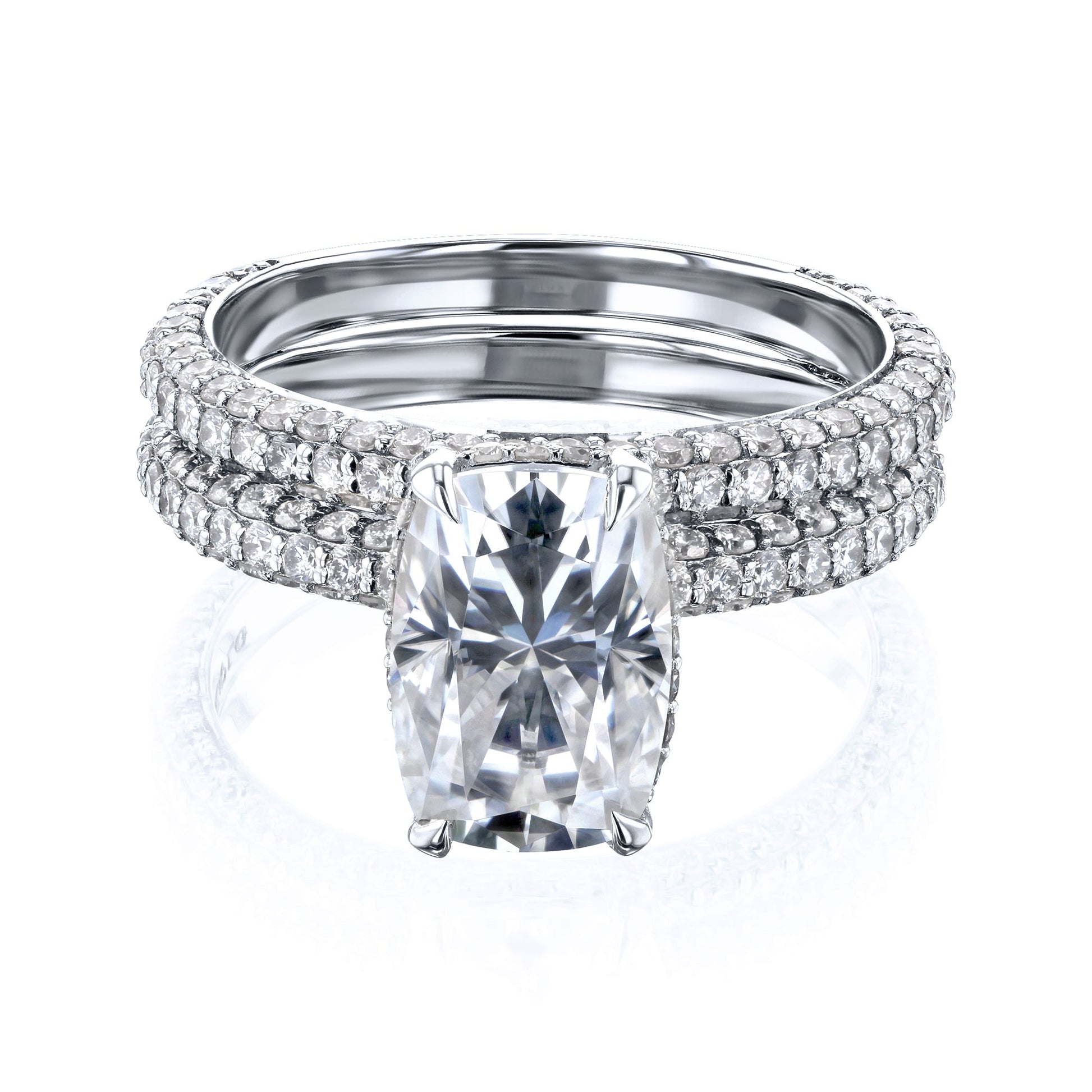 Kobelli Cushion 10x7 Moissanite Diamond-Coated Bridal Set
