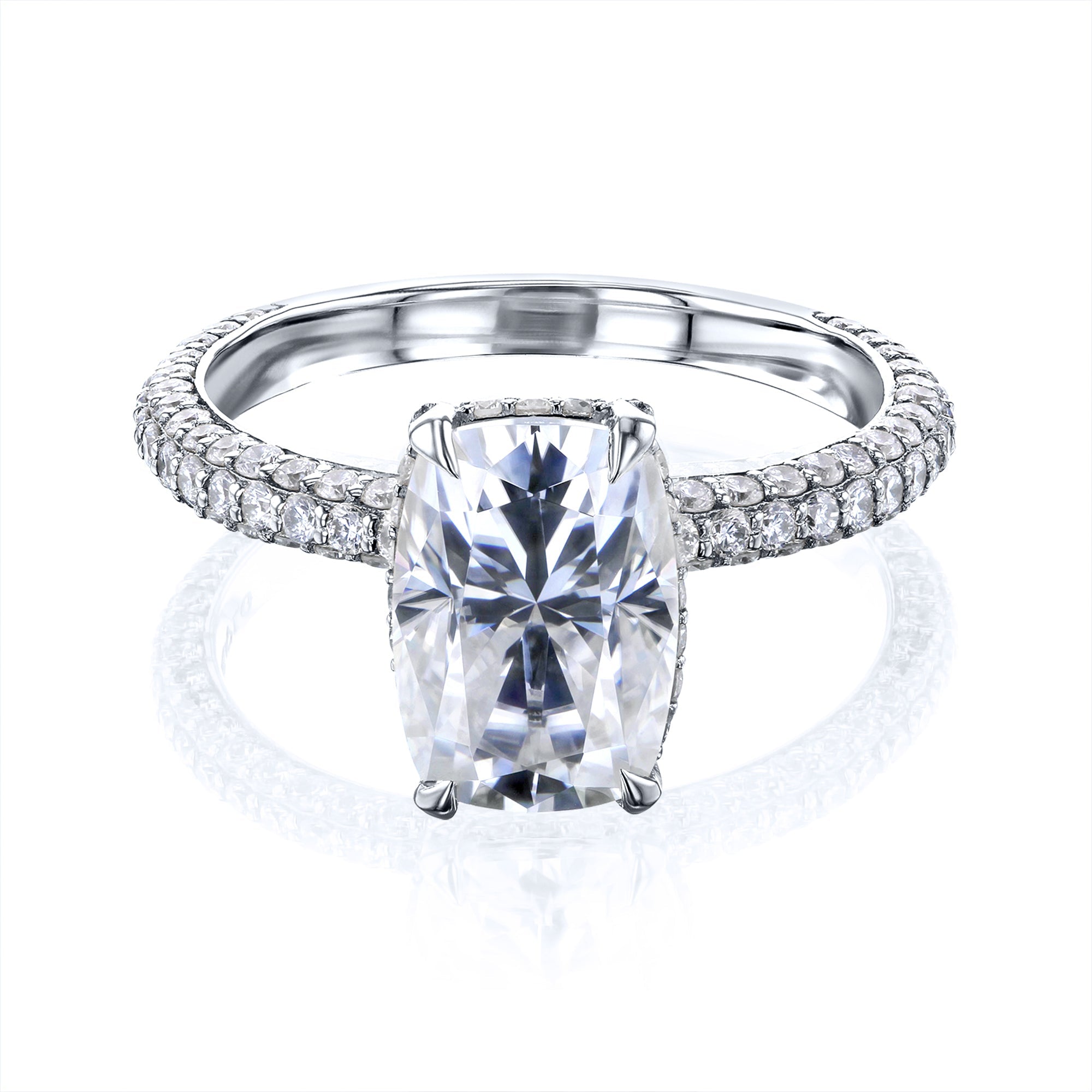 Kobelli 4.15ct.tw Cushion Brilliant Moissanite & Lab DiamondCoated Engagement Ring